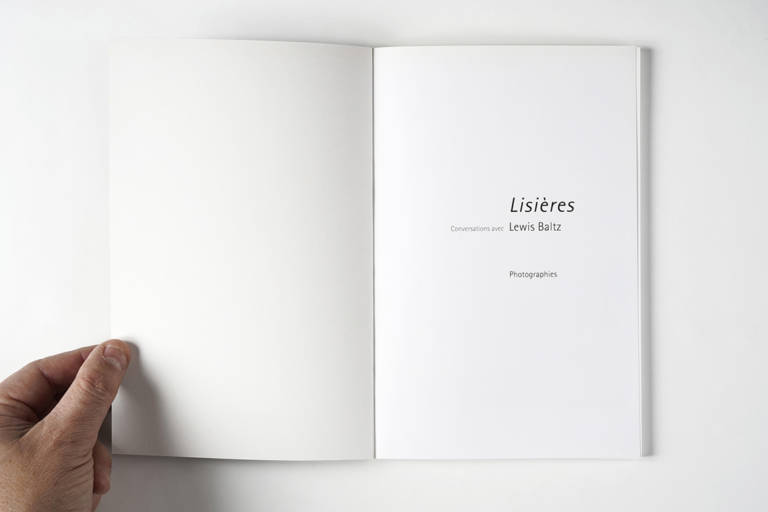 Lisières, conversations avec Lewis Baltz [2016]